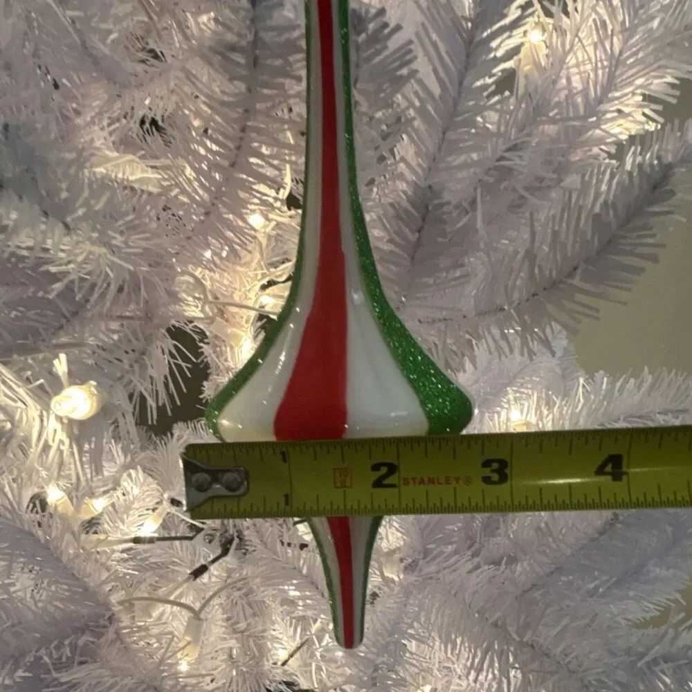Ashland Glass Finial Ornament Red Green White Christmas Geometric Hanging 8